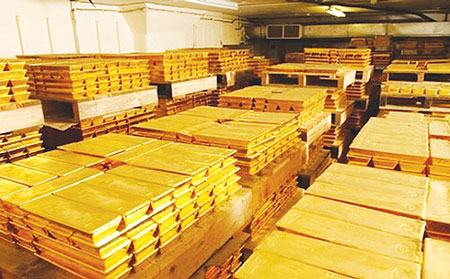 كمية الذهب في العالم